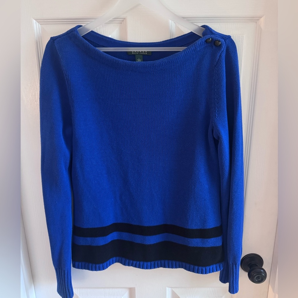 Ralph Lauren Royal Blue Sweater with Black Stripe